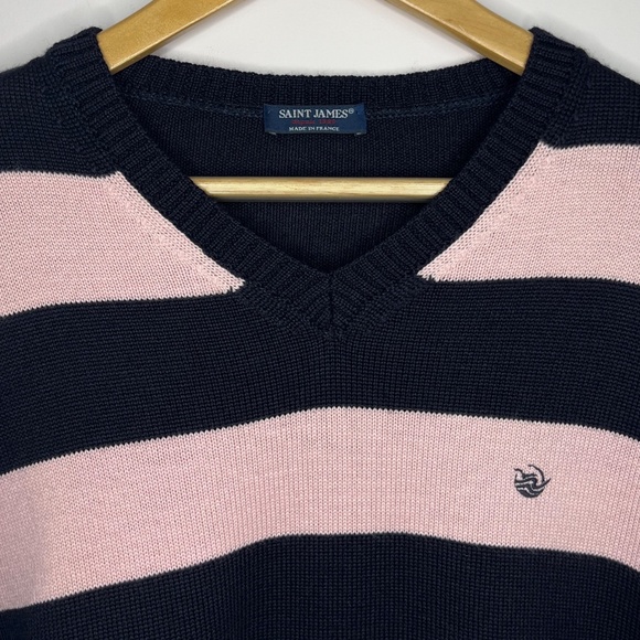 Wool-Acrylic Navy & Pink Sweater - Picture 10 of 15